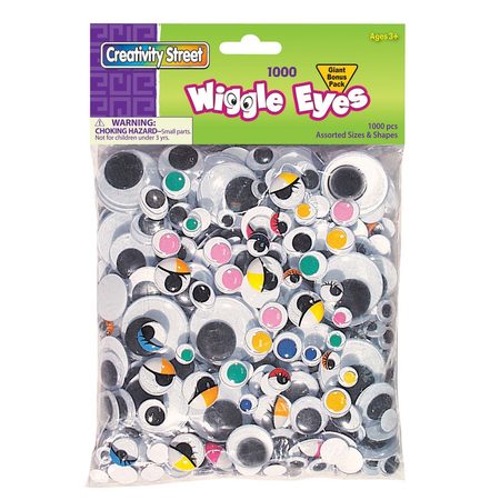 CREATIVITY STREET Wiggle Eyes Classroom Pack, Assorted Colors, Shapes + Sizes, PK1000 PAC3400
